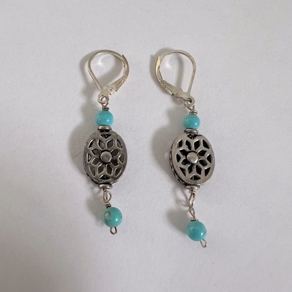 Beautiful southwest style dangle earrings sterling silver 925